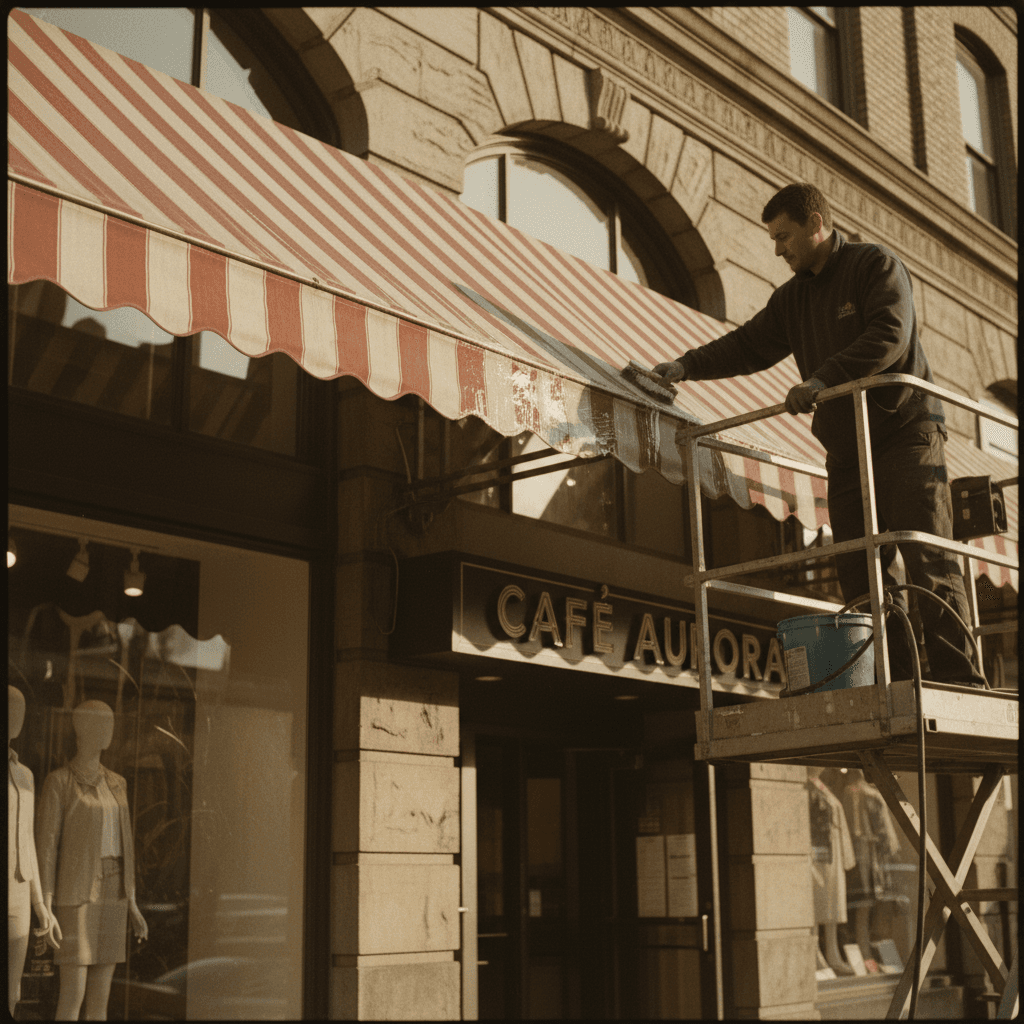 Awning and facade conditioning and cleaning service