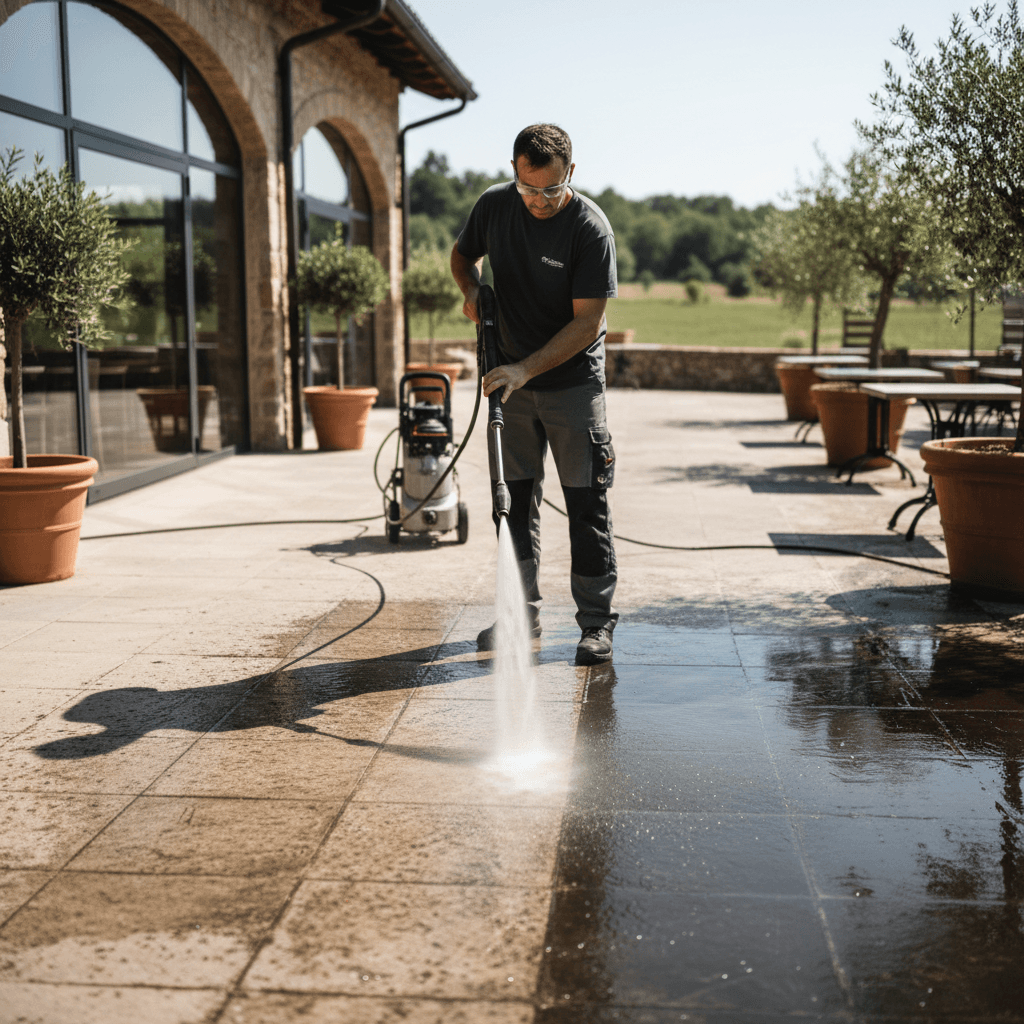 Pressure washing and power cleaning service for hospitality venues