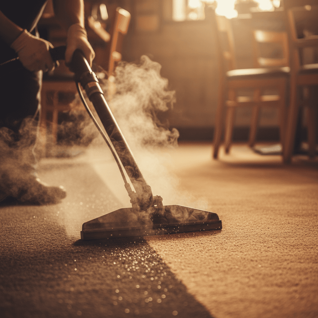 Professional carpet steam cleaning in hospitality venue